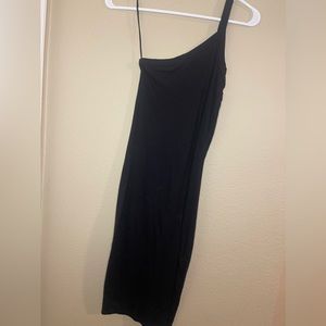 asymmetrical black dress